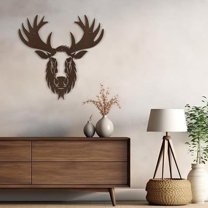 SIGNLEADER Metal Wall Art Decor Deer Minimalist Modern Abstract Wall Sculpture Hangings Home Decoration for Living Room, Bedroom, Bathroom, Kitchen, Outdoor - 18" Bronze
