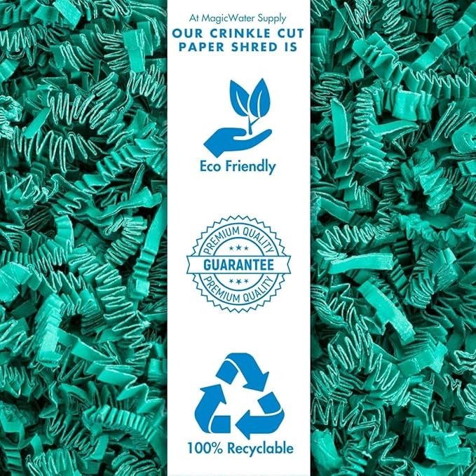 MagicWater Crinkle Cut Paper for Gift Baskets - 2LB - Teal - Perfect for Shredded Paper Filler, Basket Filler, Gift Boxes, Bridesmaid Gifts, Christmas Stuffers & More – Ideal for All Occasions