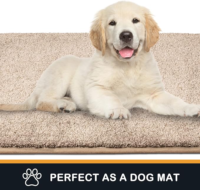 PURRUGS Dirt Trapping Door Mat 24" x 59", Non-Slip Machine Washable Entryway Rug, Dog Doormat, Indoor Front Door Mat, Super Absorbent Entry Rug for Muddy Shoes & Paws, Taupe