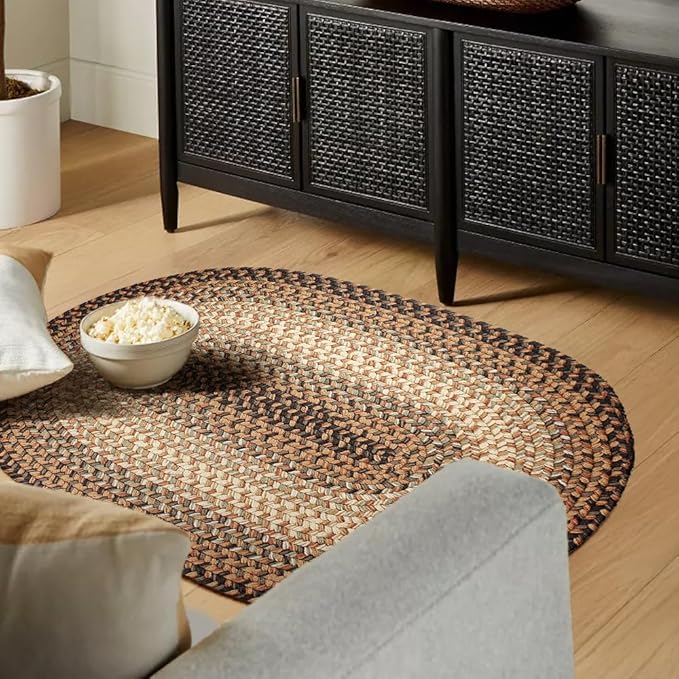 RRI Home Decor EastEnd EL33 Taupetone 2' x 3' Oval - Braided Area Rug, Home Decor, Floor Mat or Bedroom Rug - Easy Care, Ideal for High Traffic Areas in Hallway and Living Room - Made in USA