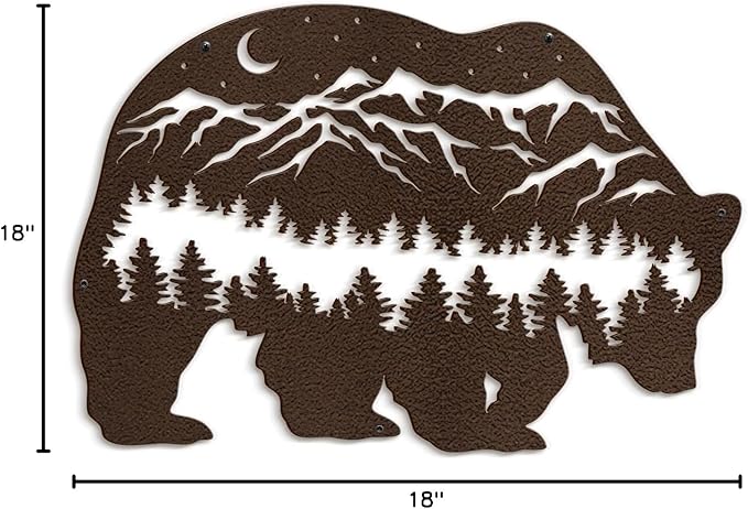 SIGNLEADER Metal Wall Art Decor Bear, Pine Minimalist Modern Abstract Wall Sculpture Hangings Home Decoration for Living Room, Bedroom, Bathroom, Kitchen, Outdoor - 18" Bronze