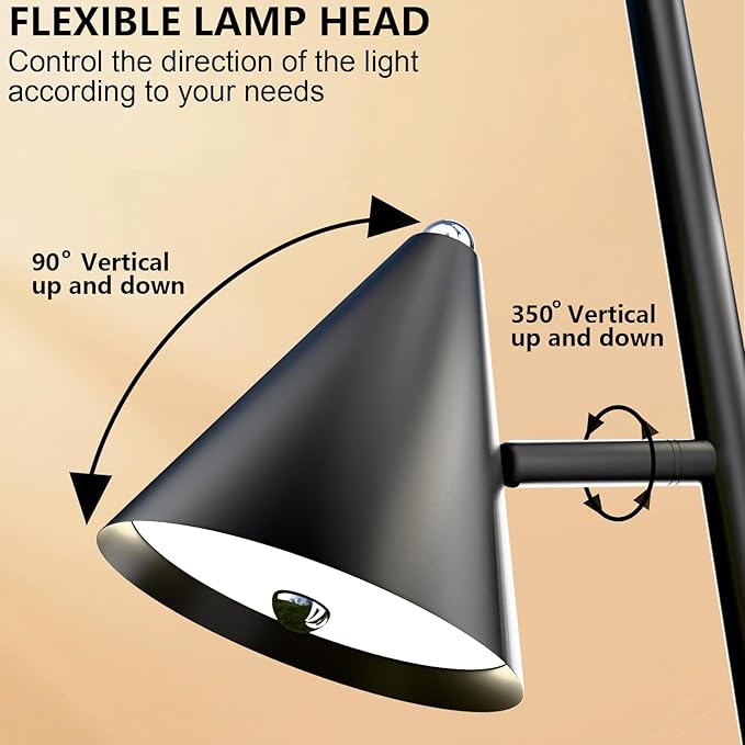 KimYan Tree Floor Lamp with Remote, Dimmable 3 Rotatable LED Lights, 5 Color Temperatures, 63" Modern Standing Lamp for Living Room, Bedroom, Office Reading Light
