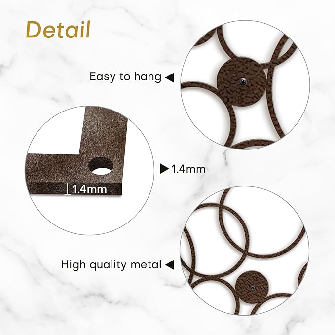 SIGNLEADER Metal Wall Decor Geometric Circles Bubbles Minimalist Modern Luxury Wall Sculpture Hangings 3D Statue Home Decoration for Living Room, Bedroom, Bathroom, Kitchen, Fireplace, Office - 18" Bronze