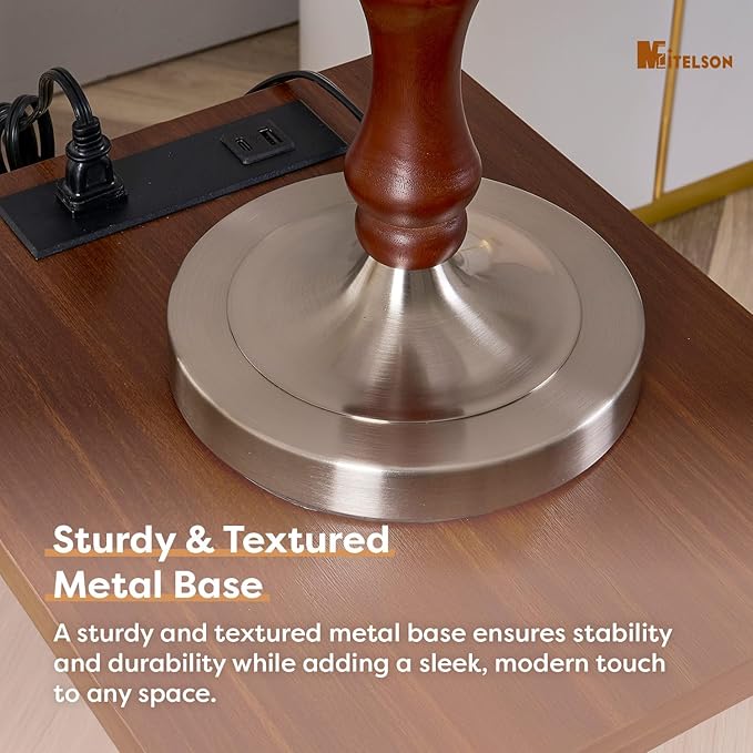 Bedside Table Lamp for Bedroom, Modern Desk Lamp with Dimmable Switch and Bulb, Minimalist Night Stand Light Lamp with Fabric Shade, Desk Reading Lamp for Kids Room Living Room Office