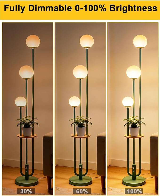 Lightdot 63IN Floor Lamp with 3 Green U-Pole, Modern Floor Lamp with 3000K Soft Warm White LED Bulbs Included, Candle Holder Style Modern Tall Lamp for Living Room/Wedding/Party