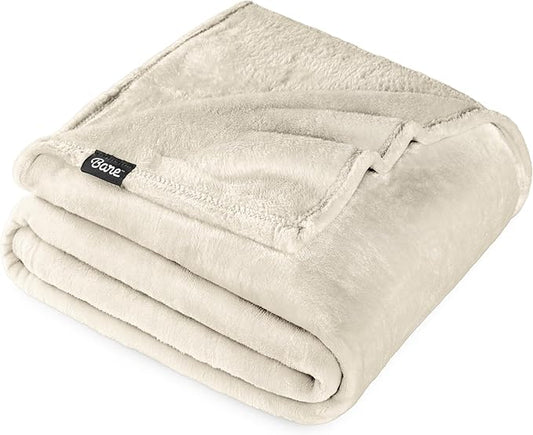 Bare Home Fleece Blanket - Full/Queen - Ultra-Soft Lightweight for Bed, Sofa, and Couch - Luxury Microplush - Cozy Warm Blanket (Full/Queen, Oyster)
