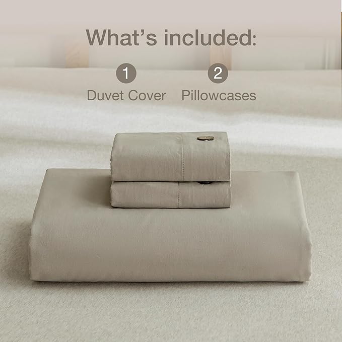 JELLYMONI Cotton Duvet Cover Cal King Size - Linen Gray Comforter Cover with Button 100% Washed Cotton 3PCS Breathable Soft Solid Bedding Set Duvet Cover 104×98in & 2 Pillowcases (NO Comforter)