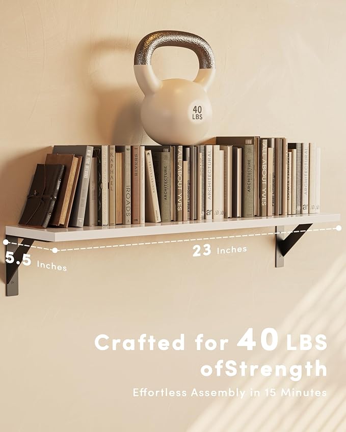 Floating Shelves for Wall, Wall Mount Book Shelf, Hanging Shelves, Wall Bookshelf for Bedroom, Office, Living Room
