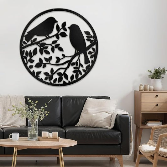 SIGNLEADER Metal Wall Art Decor Two Birds in Branches Minimalist Modern Abstract Wall Sculpture Hangings Home Decoration for Living Room, Bedroom, Bathroom, Kitchen, Outdoor - 18" Black