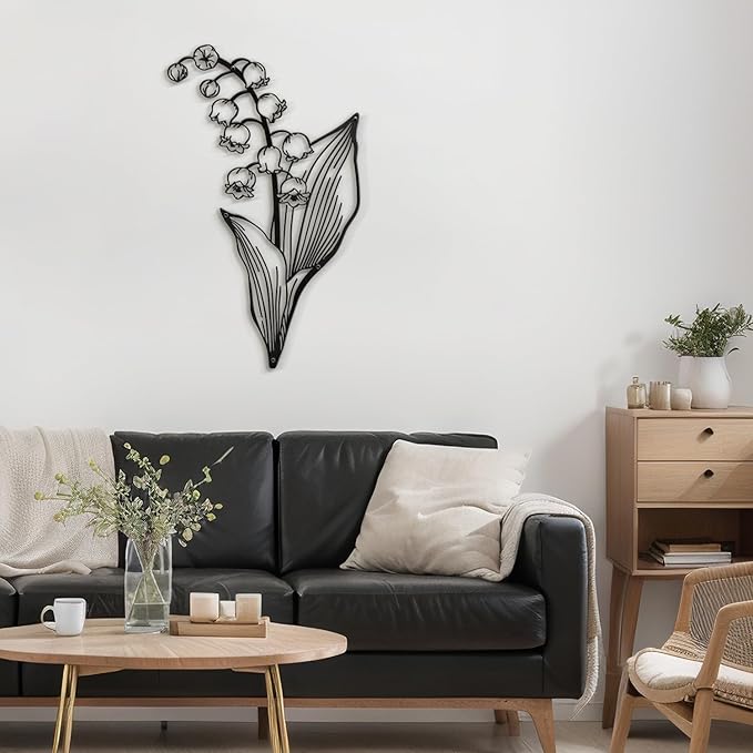 SIGNLEADER Metal Wall Art Decor Petal and Leaf Modern Abstract Wall Sculpture Hangings Home Decoration for Living Room, Bedroom, Bathroom, Kitchen, Outdoor - 18" Black