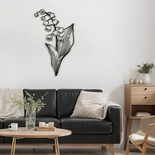 SIGNLEADER Metal Wall Art Decor Petal and Leaf Modern Abstract Wall Sculpture Hangings Home Decoration for Living Room, Bedroom, Bathroom, Kitchen, Outdoor - 18" Black