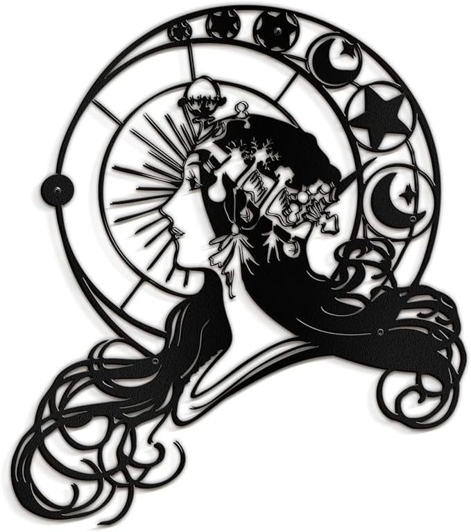 SIGNLEADER Metal Wall Art Decor Woman Wearing Crown Modern Abstract Wall Sculpture Hangings Home Decoration for Living Room, Bedroom, Bathroom, Kitchen, Outdoor - 18" Black