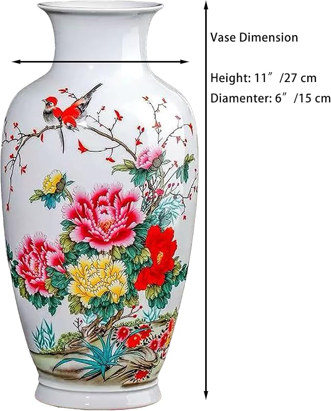 MTME Porcelain Figurines, Jingdezhen Decorative Flower vase, Blessings Sr. Home Decor, Wedding Gifts, Aesthetic Sculpture Home décor (Multicolor Peonies)