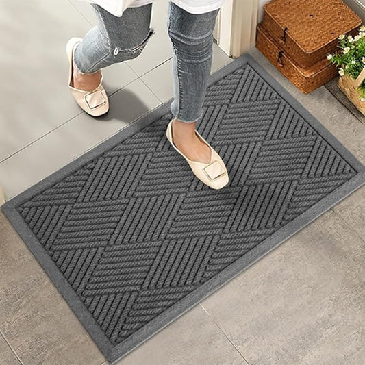 HIYARD Sturdy Front Door Mat, Absorbent Muddy Dirt Resist Welcome Door Mats Outdoor Indoor, Stain and Fade Resistant, Non-Slip Rubber Backing Low Profile Doormat for Entryway, 30×17, Charcoal
