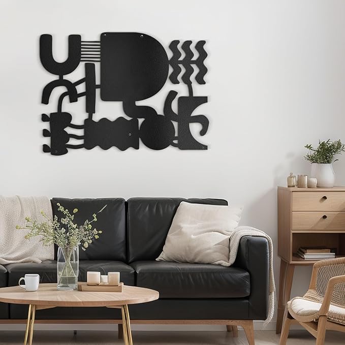 SIGNLEADER Metal Wall Decor Matisse Picasso Minimalist Modern Luxury Wall Sculpture Hangings 3D Statue Home Decoration for Living Room, Bedroom, Bathroom, Kitchen, Fireplace, Office - 18" Black