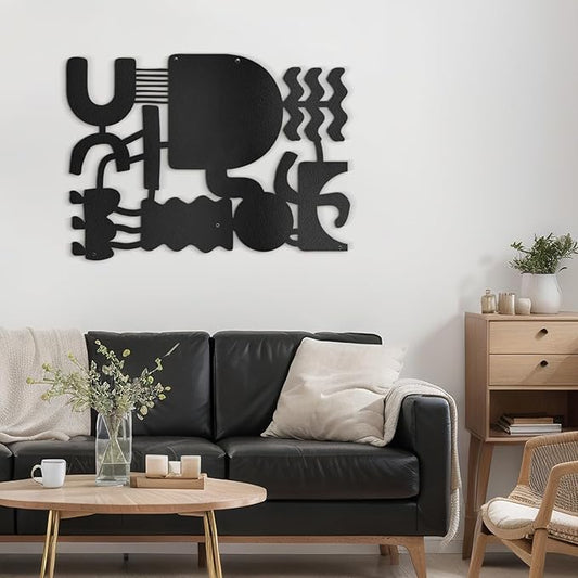 SIGNLEADER Metal Wall Decor Matisse Picasso Minimalist Modern Luxury Wall Sculpture Hangings 3D Statue Home Decoration for Living Room, Bedroom, Bathroom, Kitchen, Fireplace, Office - 18" Black
