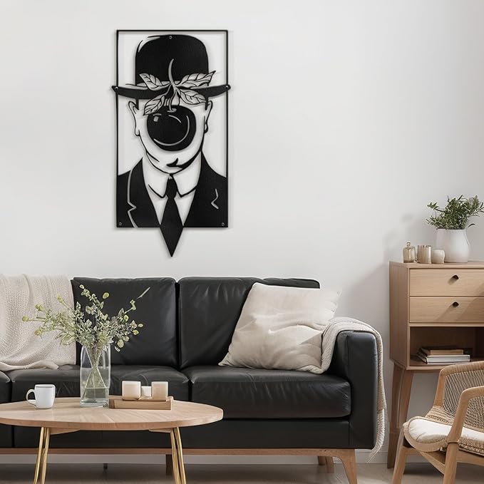 SIGNLEADER Metal Wall Art Decor Chaplin Modern Abstract Wall Sculpture Hangings Home Decoration for Living Room, Bedroom, Bathroom, Kitchen, Outdoor - 18" Black