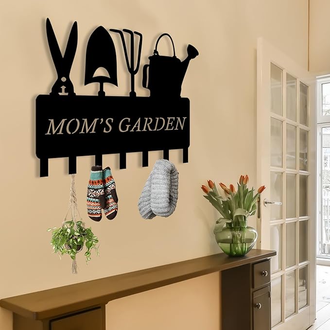 Personalized Metal Key Holder for Wall, Metal Wall Mount Custom Name Hooks, Key Organizer for Garden, Letter Wall Decoration Key Hook, Key Hanger Decor, Key Rack for Outdoor Kitchen, Gift for Gardener
