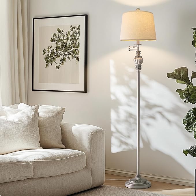 G-SAFAVA 61" Vintage Floor Lamp with 350° Adjustable Swing Arm, Tall lamp Standing Lamp for Living Room Bedside Bedroom Nightstand Retro Farmhouse Mid Century Lamp Light Home Décor Office Gifts