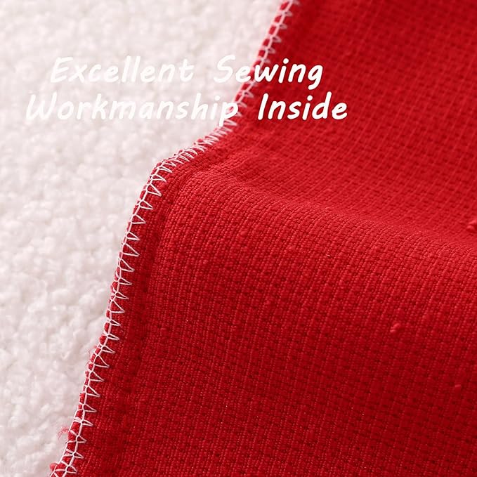 FUTEI Valentine's Day Pack of 2 Red Decorative Throw Pillow Covers 22x22 Inch Soft Cozy Solid Boucle Textured Cushion Case,Modern Home Decor for Couch Bed Living Room