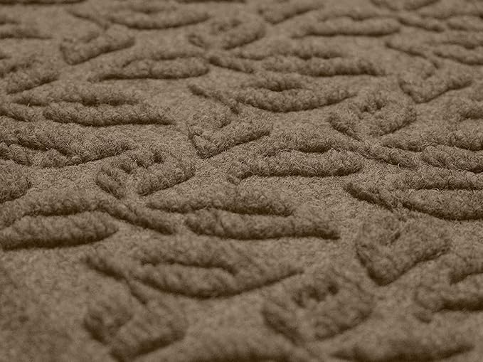WaterHog Water Trapping Door Mat - Slip-Resistant Indoor/Outdoor Entrance Rug for Front Door, Entryways, Patios, Porch, Mudrooms, Hallway, Made in USA, Dogwood Leaf Collection, Khaki/Camel, 2' x 5'