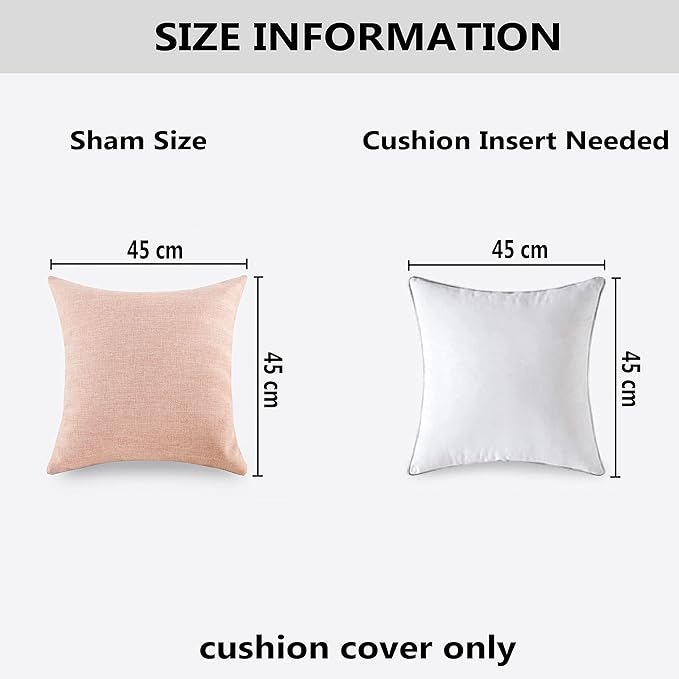 Home Brilliant Linen Pillow Covers 18x18 Decorative Throw Pillow Cover Burlap Lined for Couch Bench Patio Sofa, 2 Pack, 18x18 inch(45x45cm), Light Grey