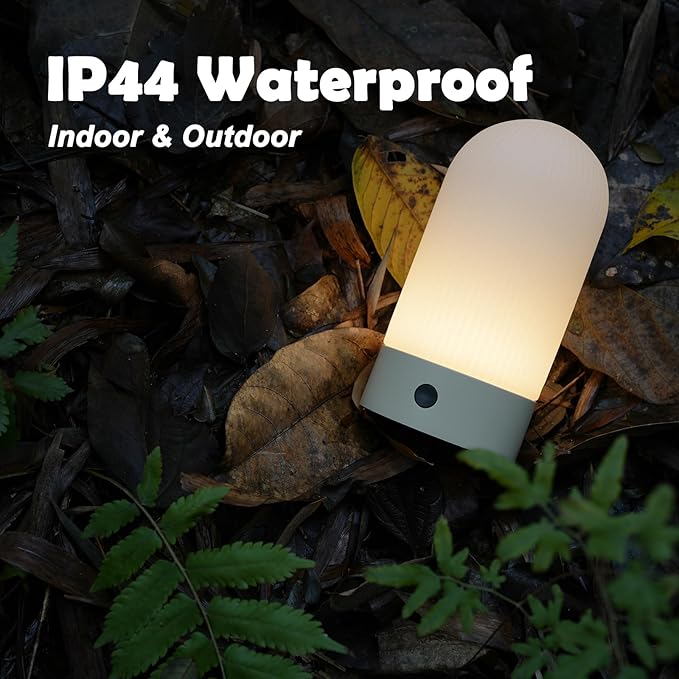 Battery Operated Shower Lamp Waterproof, Small Portable Cordless Table Lamp Rechargeable, Touch Dimmable Mood Light for Home/Patio/Dining/Outdoor (Green)