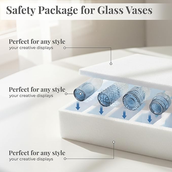 24 Pack Bud Vase in Bulk - BEAHOT Blue Flower Vases for Wedding Decorations, Glass Vase for Table Decorations, Small Vase for Home, Mother's Day, Centerpieces, Party, Office (Blue Gradient)