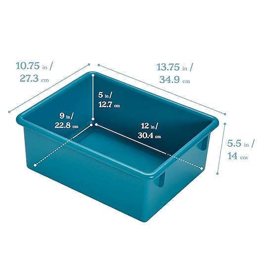 ECR4Kids Letter Size Deep Tray with Lid, Storage Bin, Contemporary, 10-Piece