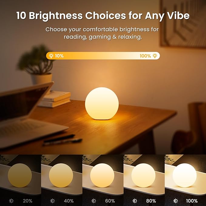 LOFTEK 3-inch Smart Sphere Night Light, Multi-Color Rechargeable Ball Lights, RGB Mood Lighting, Waterproof Ambient Light for Home Bedroom Patio Pool Decorative Lighting, Birthday, Xmas Gift, 1 Pack