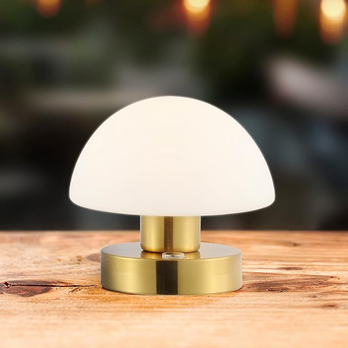 JONATHAN Y JYL7113C Zoe 5.75" Modern Minimalist Iron Rechargeable Integrated LED Table Lamp Contemporary Bedside Desk Nightstand Lamp for Bedroom Living Room Office, Brass Gold/White
