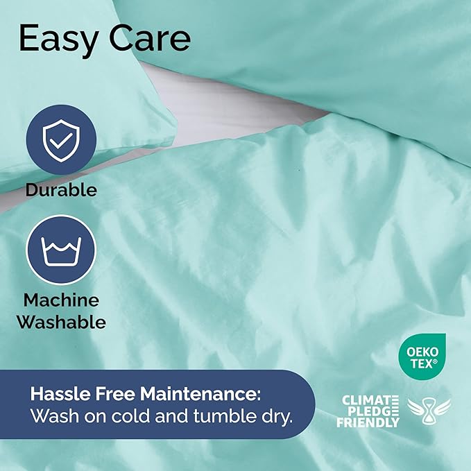 Duvet Cover King Size Set - Extra Soft King Size Duvet Cover 104 x 90 with 2 Pillow Shams - Hotel Luxury, Easy Care and Fade Free w/Zipper Closures & Ties - Comfy Breathable Bedding Set (Spa Blue)
