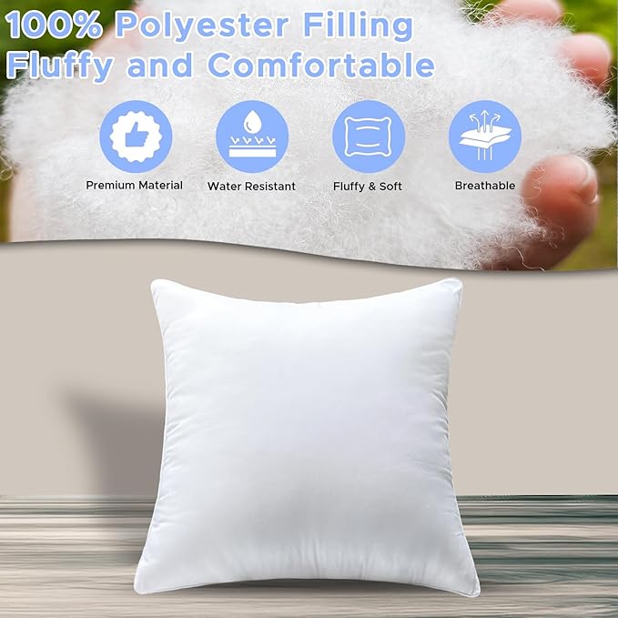 DDPSNSSJ 22x22 Outdoor Pillows,Pack of 2 Water Resistant Waterproof Large Pillow Inserts Decorative Stuffer for Sofa Patio Balcony Garden