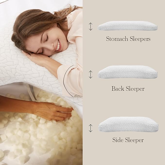 Luneast Memory Foam Pillows for Sleeping Adjustable Breathable Bed Pillow for Side, Back, and Stomach Sleepers Washable Pillow Cover Stardust King Size 18x34IN