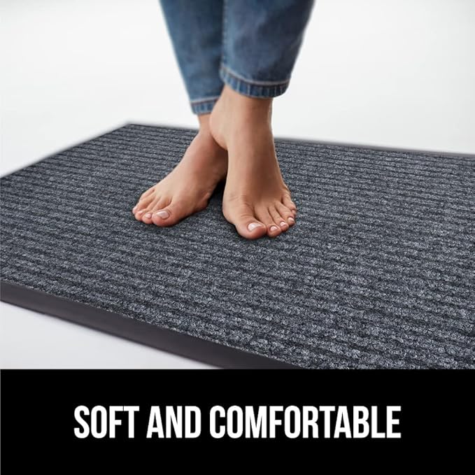 GORILLA GRIP Waterproof Traffic Guard Door Mat, 70x24, Heavy Duty Entryway Mats, Strong Backing Commercial Rugs for Office Hallway, Garage Floor and Home, Low Profile Carpet Runner, Charcoal Gray