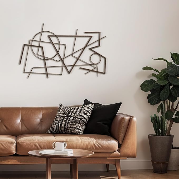 SIGNLEADER Metal Wall Decor Linear Abstract Picasso Minimalist Modern Luxury Wall Sculpture Hangings 3D Statue Home Decoration for Living Room, Bedroom, Bathroom, Kitchen, Fireplace, Office - 18" Bronze