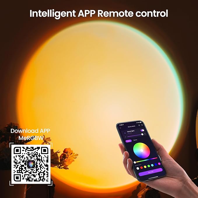 Sunset Lamp Projector with Remote Control, Multiple Colors LED APP Control Sunset Light Three Control Methods Night Light for Room Decor/Christmas Gifts/Photography/Party/Bedroom Decor