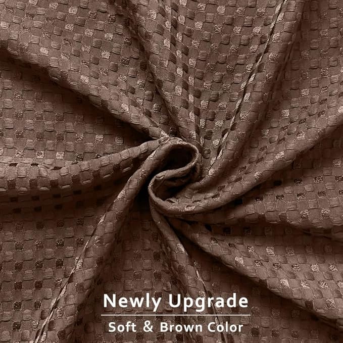 MIYE Pleated Waffle Weave Bed Skirt, Tailored Dust Ruffle 18 Inch Drop Easy Fit, Machine Washable (Brown, Full - 18" Drop)