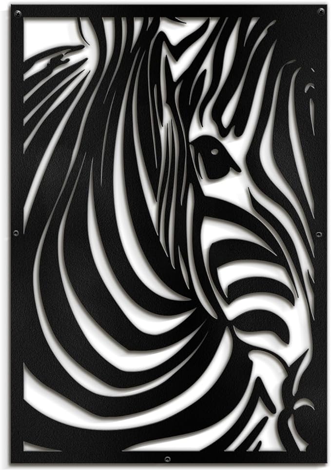 SIGNLEADER Metal Wall Art Decor Zebra Minimalist Modern Abstract Wall Sculpture Hangings Home Decoration for Living Room, Bedroom, Bathroom, Kitchen, Outdoor - 18" Black