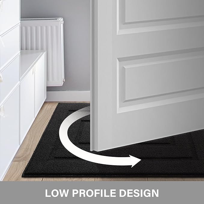 GRANNY SAYS Front Door Mat Indoor Entrance, Indoor Door Rugs for Entryway, Low-Profile, Non-Slip Outdoor Rugs, Washable Floor Mat, 36x24, Black