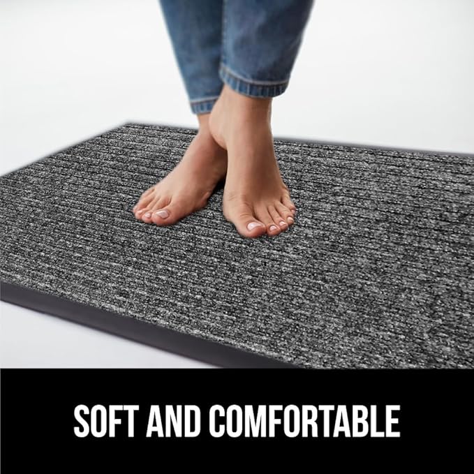 GORILLA GRIP Waterproof Traffic Guard Door Mat, 72x48, Heavy Duty Entryway Mats, Strong Backing Commercial Utility Rugs for Office Hallway, Garage Floor and Home, Low Profile Carpet, Light Gray