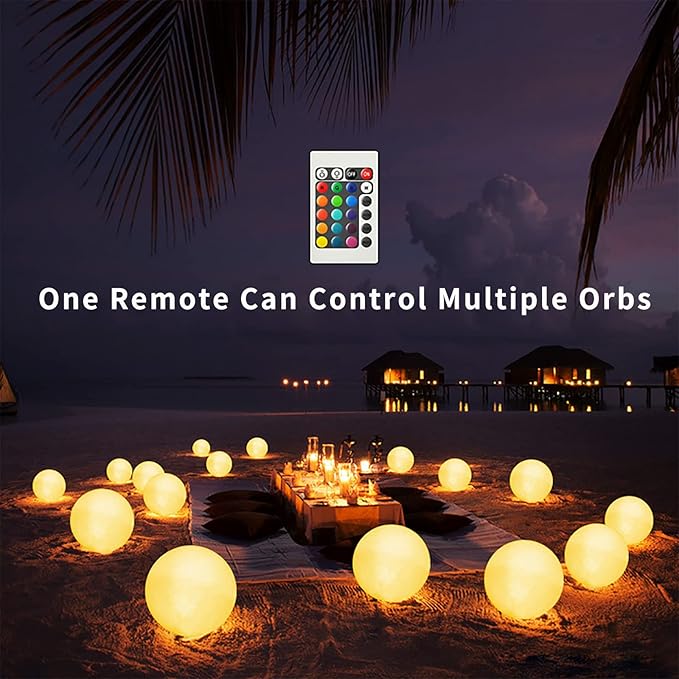 LED Glowing Ball Light, 8-Inch Cordless 16 Color Changing and 4 Light Modes Kids Night Light, Rechargeable & Dimmable Mood Lamp with Remote Control, Perfect for Home Patio Yard Accent Decor