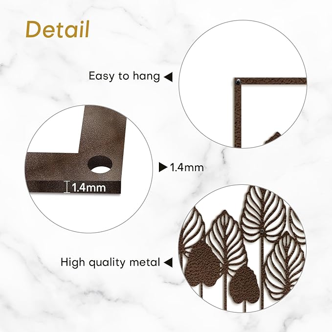 SIGNLEADER Metal Wall Decor Palm Tree Leaves Minimalist Modern Abstract Wall Sculpture Hangings Home Decoration for Living Room, Bedroom, Bathroom, Kitchen, Outdoor - 24" Bronze
