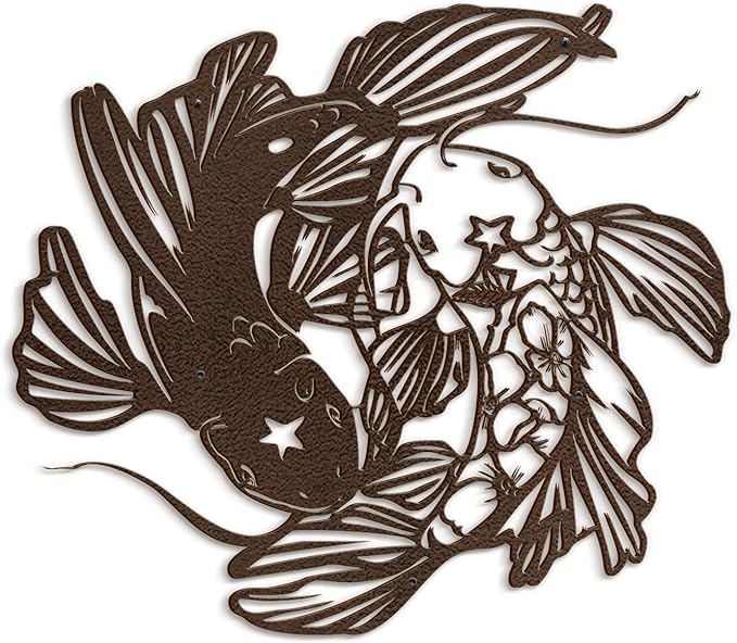 SIGNLEADER Metal Wall Art Decor Carp Minimalist Modern Abstract Wall Sculpture Hangings Home Decoration for Living Room, Bedroom, Bathroom, Kitchen, Outdoor - 18" Bronze