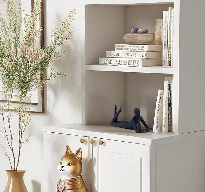 "Reading Woman Thinker Sculpture is a Modern Abstract Decorative Piece, a Favorite Among Book Lovers and Thinkers, Suitable for Placement in Living Rooms, Offices, and bedrooms. (Black A)