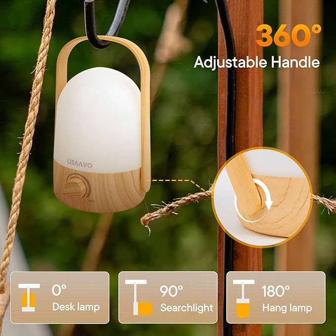 Night Light, Small Bedside Lamp, Portable Cordless Lamps, Rechargeable with Battery, for Bedroom Nightstand Night Table(Wood)