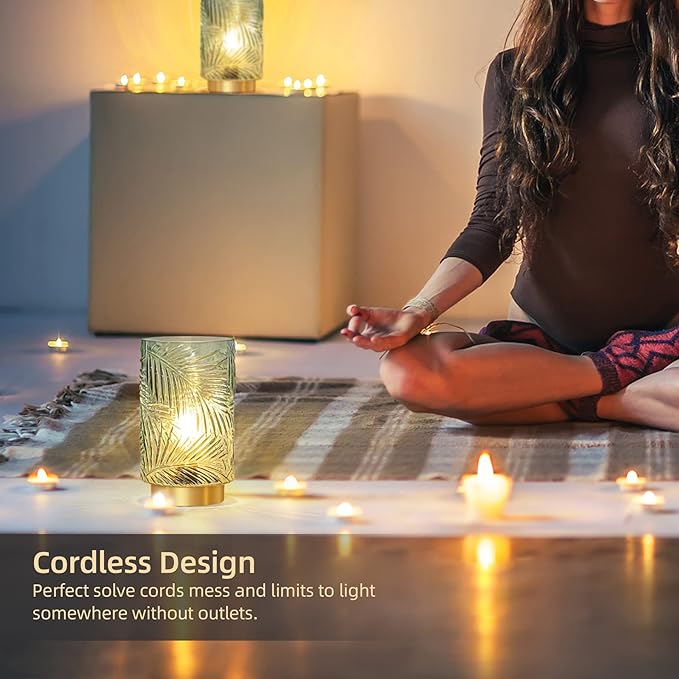 Battery Operated Table Lamp, Cordless Lamps for Home Decor, Battery Powered Nightlight with LED Bulb with Timer, Decorative Lights for Living Room Bedroom Tabletop Entryway Centerpiece Gift(Small LG)