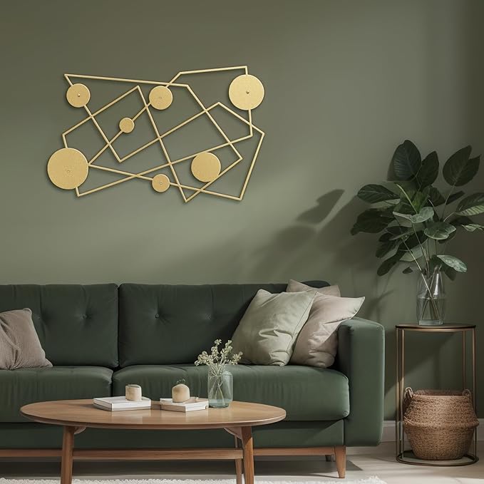 SIGNLEADER Metal Wall Decor Picasso Lines Geometric Minimalist Modern Luxury Wall Sculpture Hangings 3D Statue Home Decoration for Living Room, Bedroom, Bathroom, Kitchen, Fireplace, Office - 24" Gold