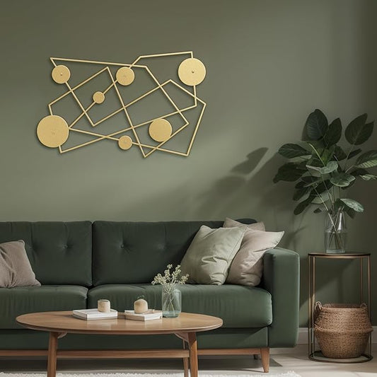 SIGNLEADER Metal Wall Decor Picasso Lines Geometric Minimalist Modern Luxury Wall Sculpture Hangings 3D Statue Home Decoration for Living Room, Bedroom, Bathroom, Kitchen, Fireplace, Office - 18" Gold