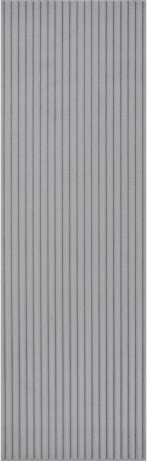 Beverly Rug Non Slip Area Rug 2 x 7 Modern Durable Ultra Soft Ribbed Indoor Rugs for Living Dining Room Office Stain Resistant Non Shedding Casual Easy Shag Indoor Carpet Gray 2x7